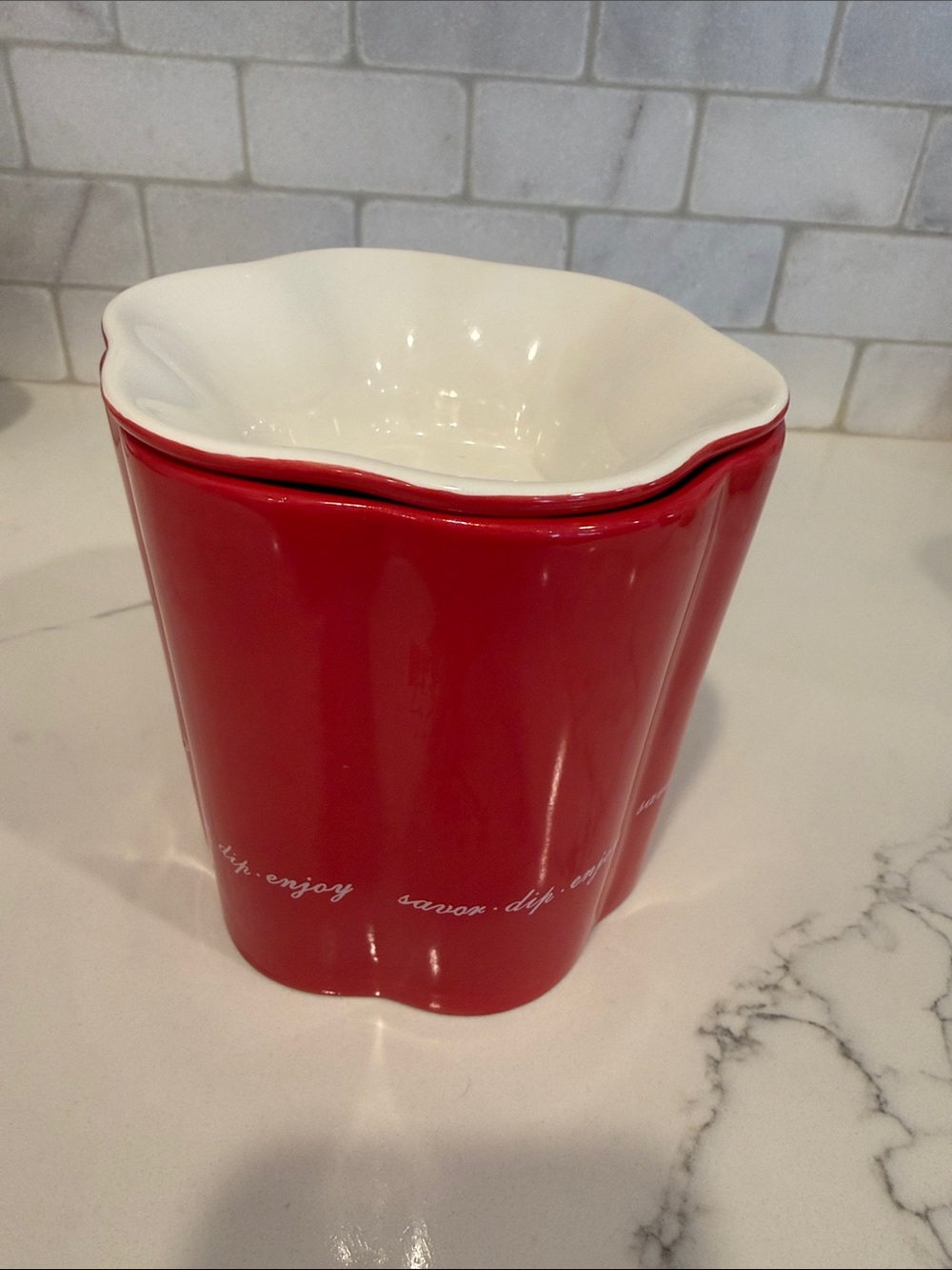 Robert Rothschild Farm Red White Ceramic 2-Piece Dip Chiller